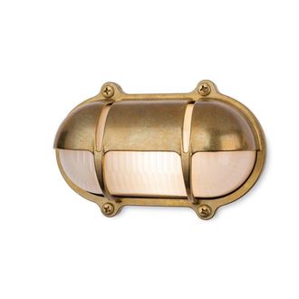 Netlighting Nautic Outdoor Brass Bulkheads Wall Light Oval Brass IP64 E27 in Gold