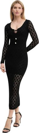 Guess Alba Maxi Jurk - Dames - Kleedjes - Zwart - S - Leer - Kleedjes