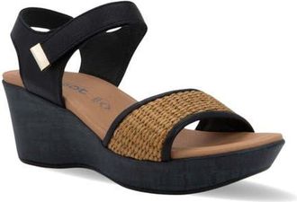 Naot Summer Wedge Sandal in Black/Raffia at Nordstrom, Size 10Us