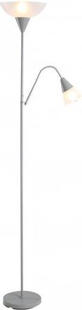 TJ Hughes Steel Duo-Head Floor Lamp Silver - TJ Hughes