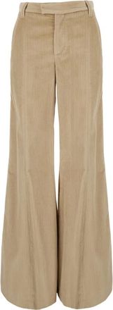 Brunello Cucinelli Pantalones Anchos de Pana de Algod&oacute;n Monili - Trousers - Mujer - Beige - M