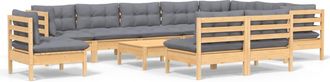 vidaXL Juego De Muebles De Jard&iacute;n 11 Pzas Y Cojines Madera Maciza Pino Vidaxl