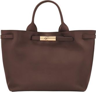 Longchamp Le Roseau Smart Leather Tote in Mocha at Nordstrom