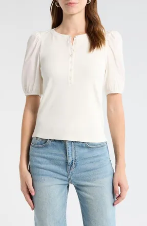Paige Brandy Puff Sleeve Shirt in White at Nordstrom, Size Xx-Small