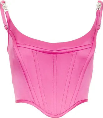 Versace new VERSACE Medusa 95 Satin Waterlilly fuschia pink boned corset top IT36 XXS