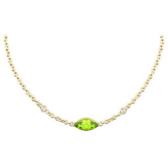 Edenly Halskette Auge des Orients - Peridot und Diamanten - 9 Karat Gelbgold