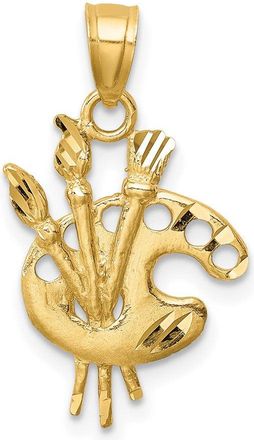 Diamond2Deal 14k Yellow Gold Diamond-cut Artists Paint Palette Pendant