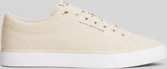 Tommy Hilfiger Sneaker aus reiner Baumwolle mit Logo-Stitching in Beige, Gr&ouml;&szlig;e 40