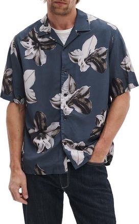 Rag & Bone Avery Floral Camp Shirt in Navy at Nordstrom, Size Xx-Large