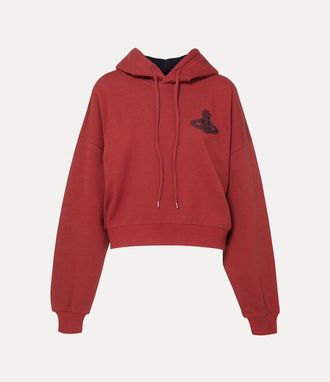 Vivienne Westwood Cropped Box Hoodie Double Faced Felpa Red XS Women