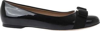 Ferragamo Black Leather Ballet Flats