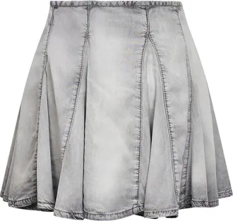 Diesel Womens Grey Denim Pleated Mini Skirt Lyocell