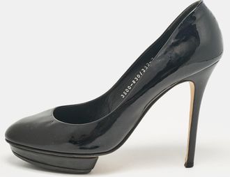 Gina Black Patent Leather Platform Pumps