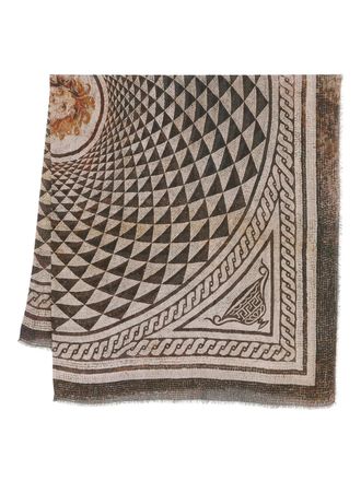 Faliero Sarti mosaic-pattern scarf - Brown
