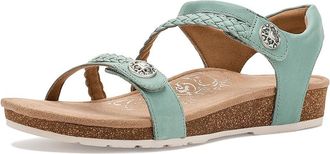 Aetrex Jillian Braided Quarter Strap Sandals Womens Sandals Sage : 6.5 M (B), Leather