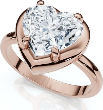 Pompeii3 Certified 2 1/2Ct Heart Diamond Button Engagement Ring 14k Gold or Pt Lab Grown