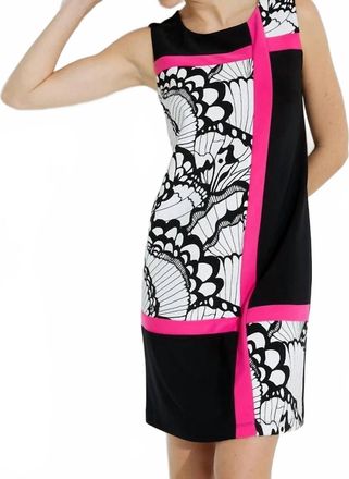 Joseph Ribkoff Bridgett Butterfly Print Shift Mini Dress In Black White Pink