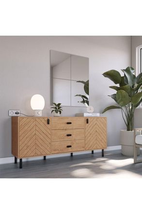Seconique Leon 2 Door 3 Drawer Sideboard in Natural
