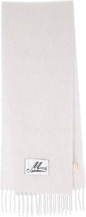 Marni White Logo Solid Scarf