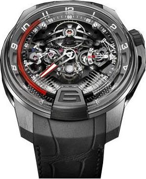 HYT H2 Titanium Platinum SQ Black Alligator Mens Watch 248-TP-00-RF-AB