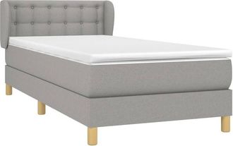 vidaXL Cama Box Spring Con Colch&oacute;n Tela Gris Claro 80x200 Cm Vidaxl