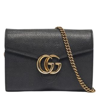 Gucci Pre-owned GG Marmont WOC - Dames - Pre-owned - Zwart - Maat: ONE Size Leer