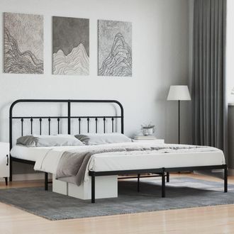 Berkfield Home Metal Bed Frame with Headboard Black 183x213 cm