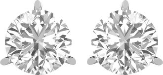 Diamond2Deal 14k Gold 4Ct Round Lab Grown Diamond Stud Earrings 3 Prong