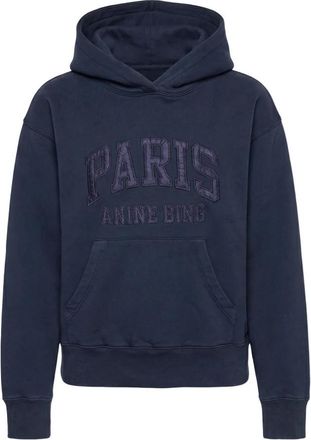 Anine Bing Debbie Shrunken Hoodie - Dames - Hoodies - Blauw - XL - Katoen - Hoodies & sweatvesten