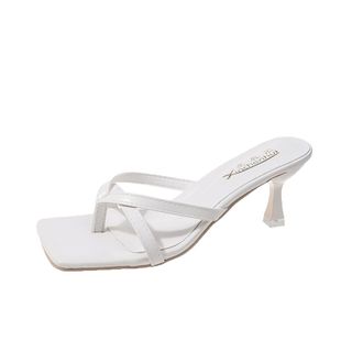 Generic 2026 Women Slippers Womens High Heel Sandals Open Toe Strappy Summer Dressy Casual Slide Shoes For Outfit With Shorts Jeans Skirts (White, 2.5)