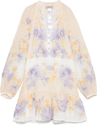 Twin-Set Caftano in cotone a fiori - Giallo