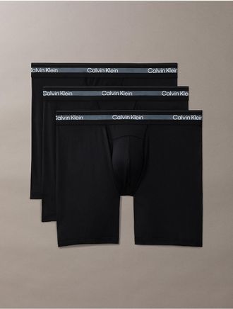 Calvin Klein Mens Icon Active Mesh 3-Pack Long Boxer Brief - Black - XL