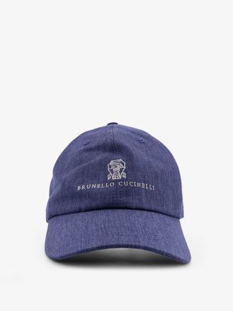 Brunello Cucinelli Cappello in denim con logo ricamato frontale - BRUNELLO CUCINELLI - gender_Man