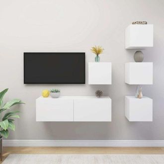 vidaXL 5 Piece TV Cabinet Set White Engineered Wood vidaXL
