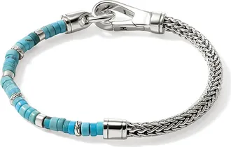 John Hardy Heishi Chain Bracelet, Sterlings Silver, Turquoise in Treated Turquoise at Nordstrom, Size X-Large
