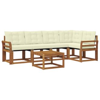 vidaXL Conjunto De Sof&aacute;s De Exterior Con Coj&iacute;n 6 Pcs Natural Y Crema Vidaxl