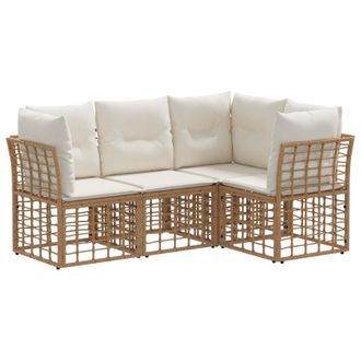 vidaXL Conjunto De Sof&aacute;s De Exterior Natural Poli&eacute;ster Vidaxl