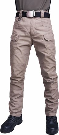 Generic Tactical Cargo Trousers for Men UK Straight Leg Slim Fit Work Pants Lightweigh Elastic Waist Combat Trousers with Multiple Pockets Camping Outdoor Wor