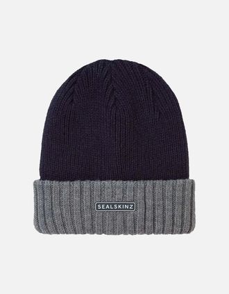 Sealskinz Mens Sealskinz Bacton Waterproof Cold Weather Roll Cuff Beanie - Navy/Multi - Size: S/M