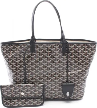 Goyard Black Brown White Coated Canvas Leather Handbag Tote Bag (Pre-Owned)