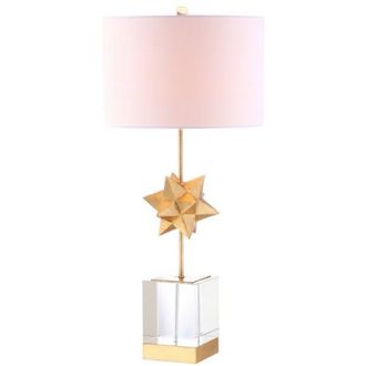 Jonathan Y Designs Estelle 32 LED Metal/Crystal Table Lamp, Clear/Gold Leaf at Nordstrom