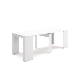 Skraut Home Skraut Home - Mesa Consola Extensible, Mesa Comedor Plegable, 220, Para 10 Comensales, Comedor Y Cocina, Estilo Moderno, Blanco