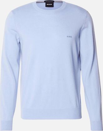 HUGO BOSS Mens Botto Embroidered Logo Crew Neck Sky Blue Knitted Jumper - Size: 36