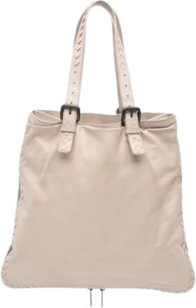 Bottega Veneta Pre-owned Tote Bags, female, Beige, Size: ONE SIZE Pre-owned Woven Leather Tote