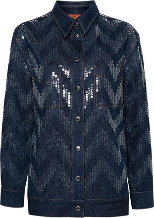 Missoni sequin-embellished denim jacket - women - Polyester/Cotton - 44 - Blue