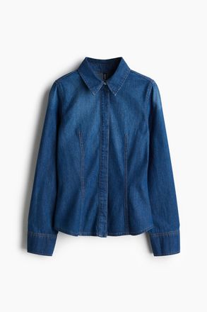 H&M Figurbetonte Jeansbluse - Blue