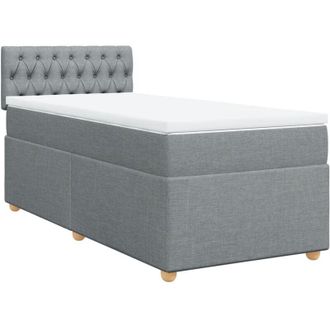 vidaXL Vidaxl - Cama Box Spring Con Colch&oacute;n Tela Gris Claro 80x200 Cm