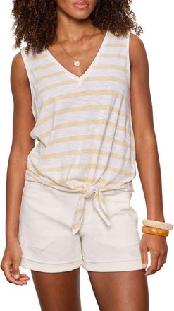 Sanctuary Floral Print Cotton Blend Tank in Banana Yellow/White at Nordstrom, Size X-Small