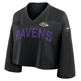 Nike Baltimore Ravens Wide Receiver Jersey Fashion Nike Womens Dri-FIT NFL Cropped Top in Black | 03O300A8G-5HX