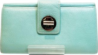 Tiffany & Co. Blue Emerald Green Leather Long Wallet (Bi-Fold) (Pre-Owned)